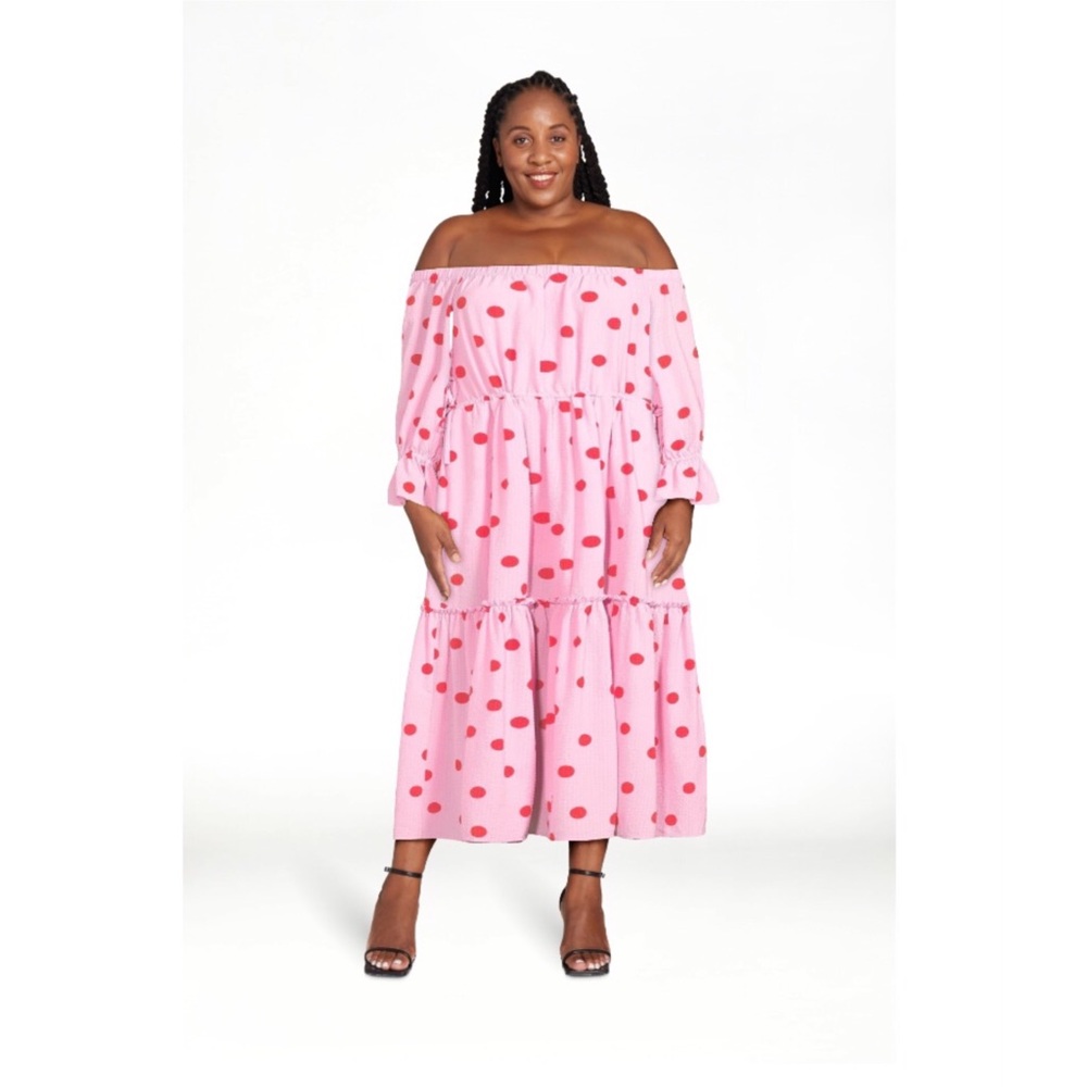 Scoop Voluminous Off Shoulder Maxi Dress 🩷❤️